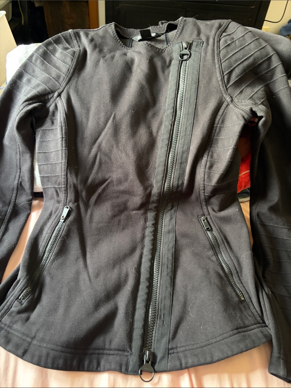Athleta Black Zip-Front Sculpting Utility Jacket